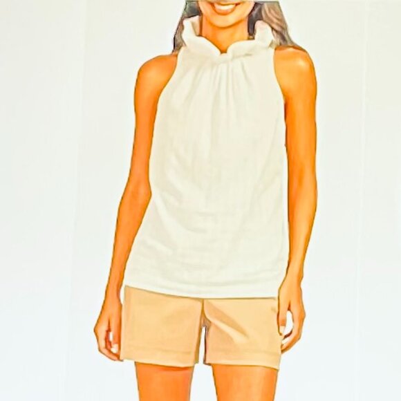 Trina Turk Twin Falls Sleeveless Ruffled Top in White (L) New with Tag - Picture 2 of 11
